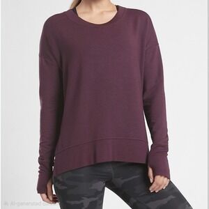 Athleta Women's Burgundy Maroon Crewneck Pullover Sweatshirt Top Relaxed Fit M